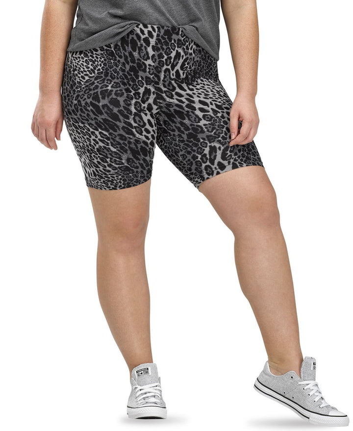 HUE Womens Essentials High Rise Wavy Leopard Bike Shorts