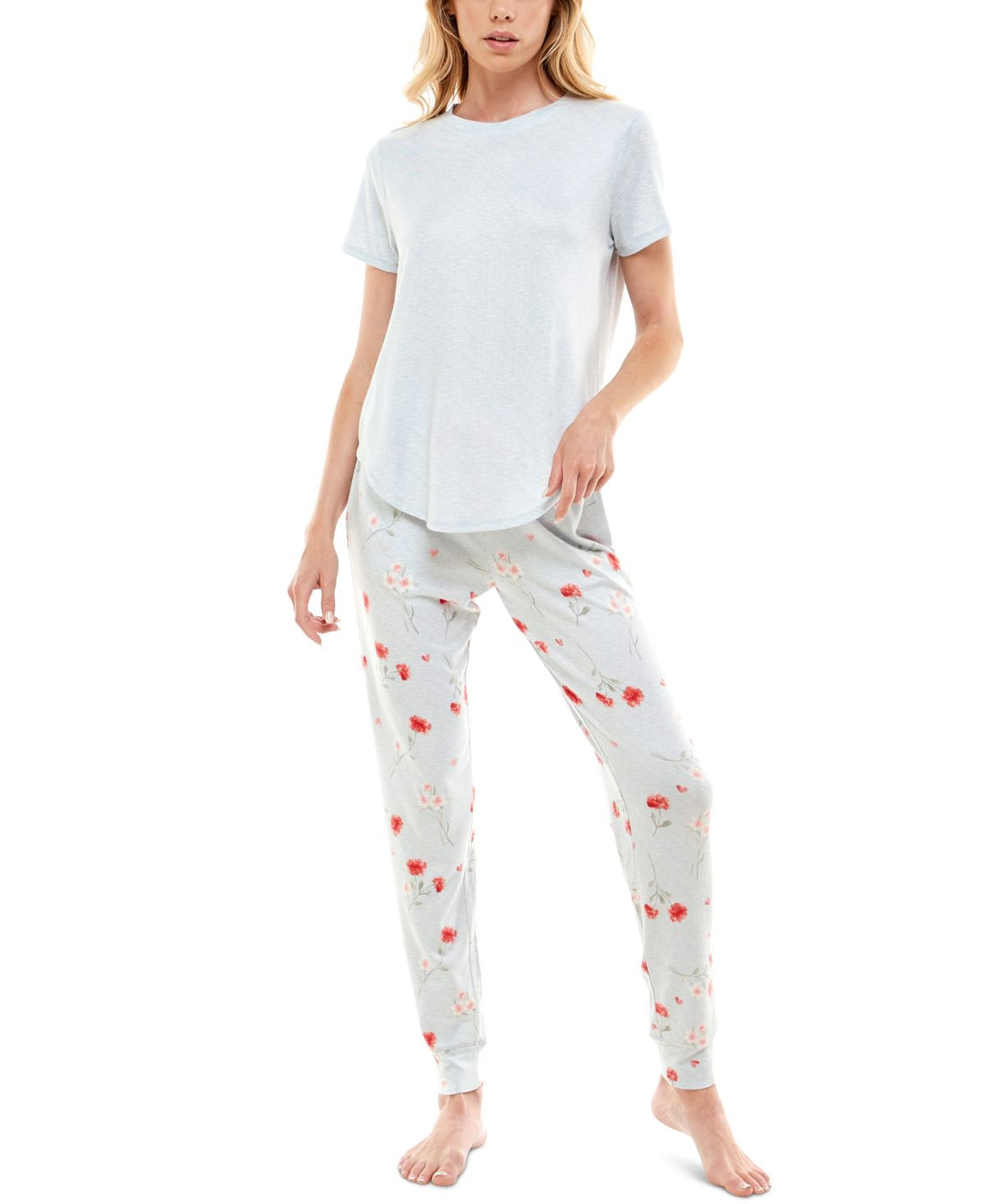 Roudelain Womens Whisper Luxe Short Sleeve Top and Jogger Pants Pajama Set