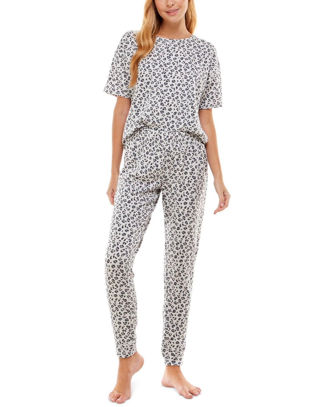 Roudelain Womens Brushed Butter Knit Short Sleeve and Jogger Pajama Set