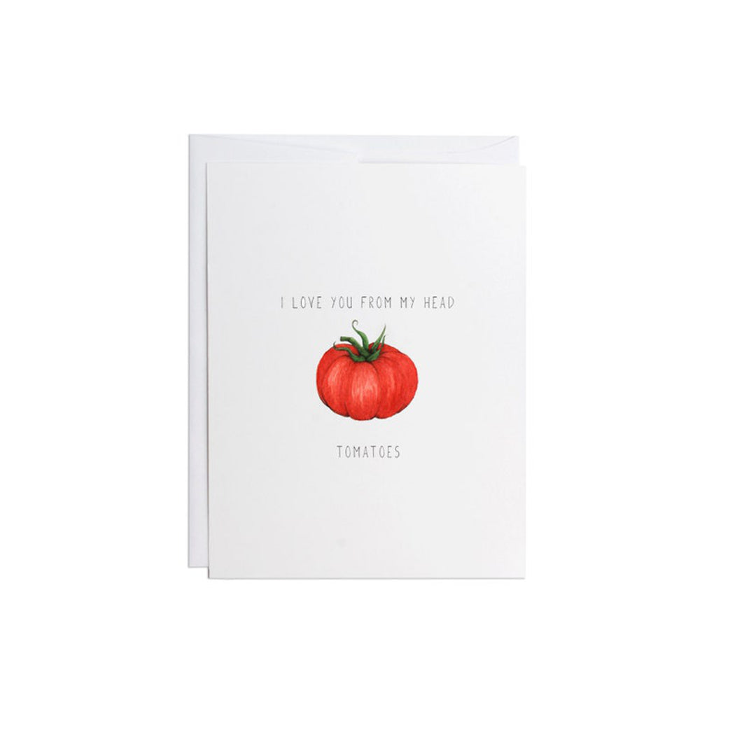 I Love You Card - Tomato - Greeting Card- Watercolors - Handmade Cards - Station