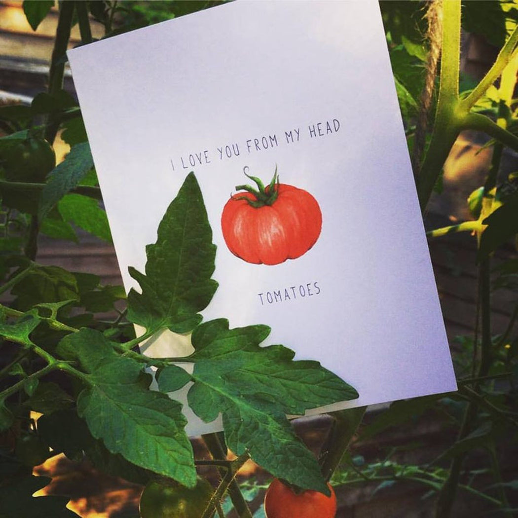 I Love You Card - Tomato - Greeting Card- Watercolors - Handmade Cards - Station