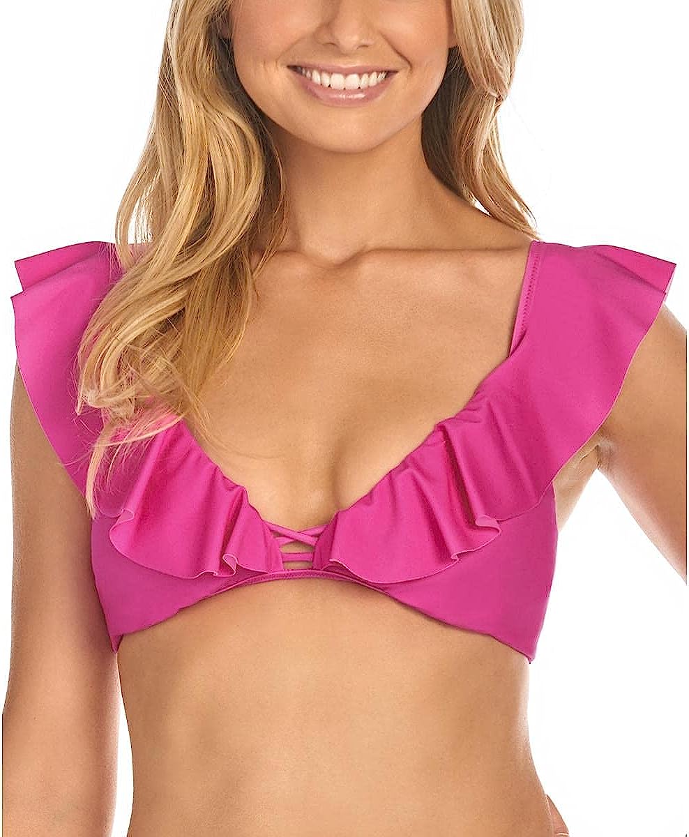 Raisins Curve Juniors Seychelle Solids Palisades Ruffled Bikini Top