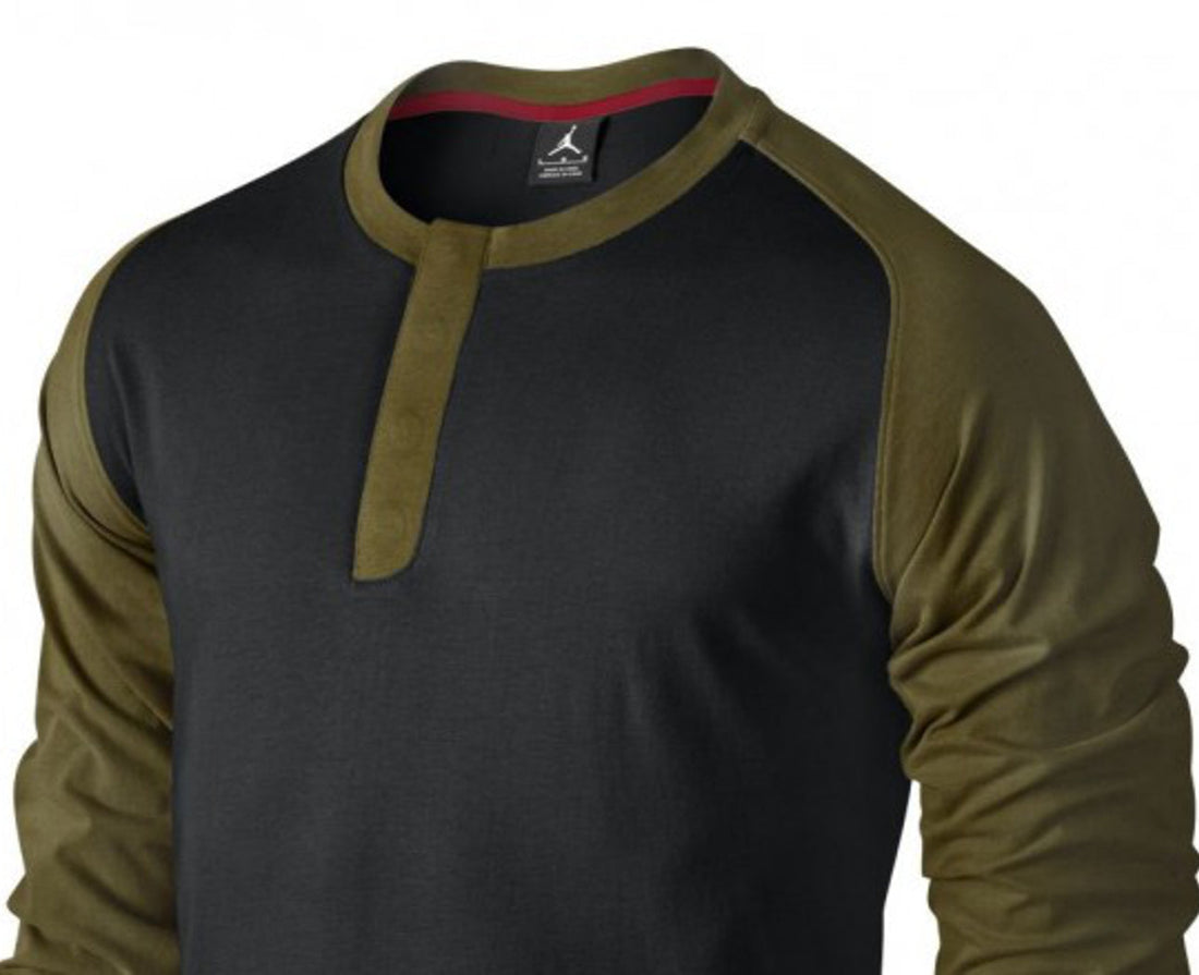 Jordan Mens Button Front Long Sleeve T-Shirt