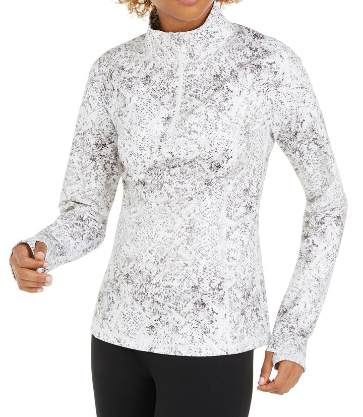 Ideology Womens Snake Print Quarter Zip Top