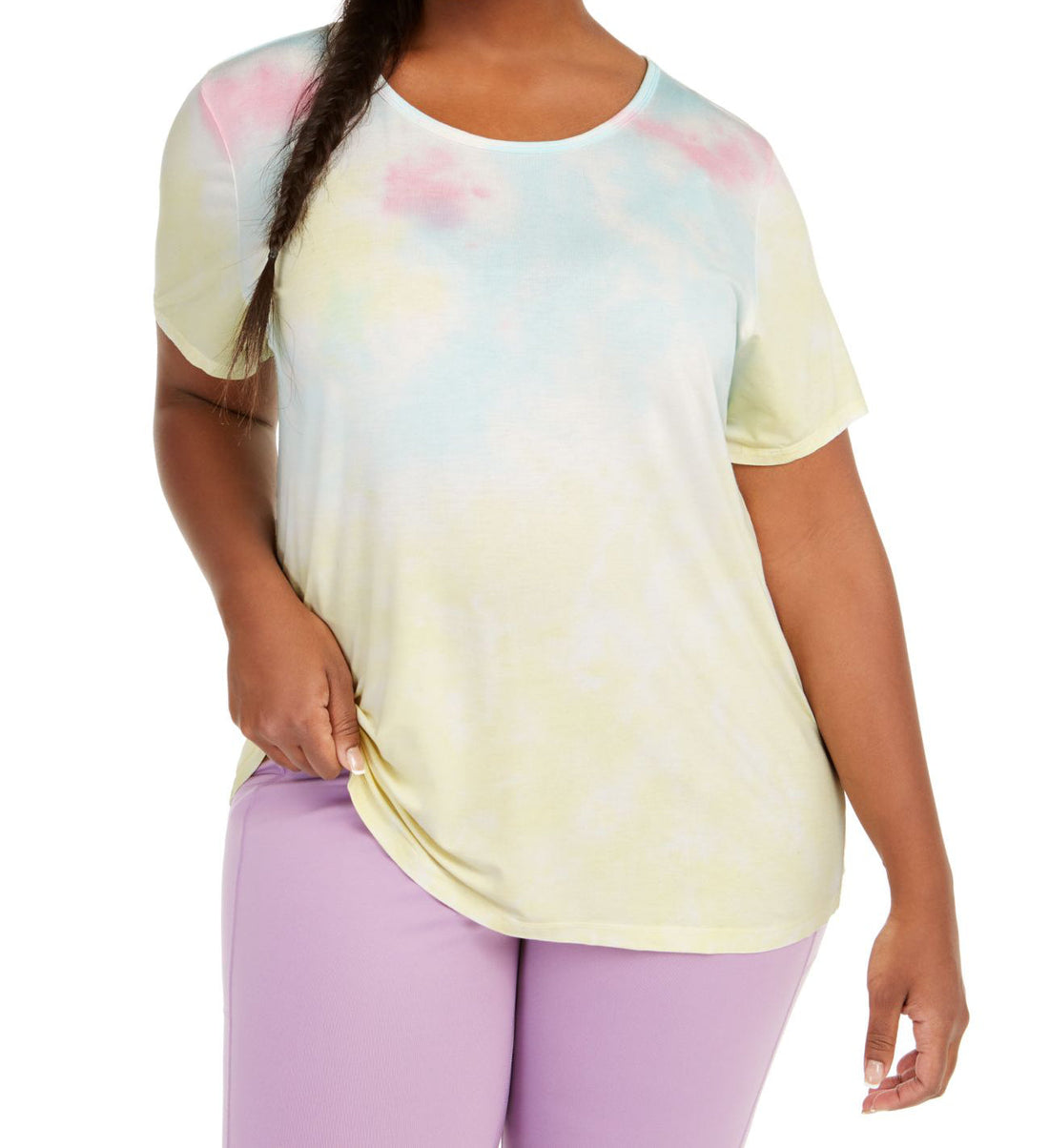 Ideology Womens Plus Size Tie Dye Back Cutout Top