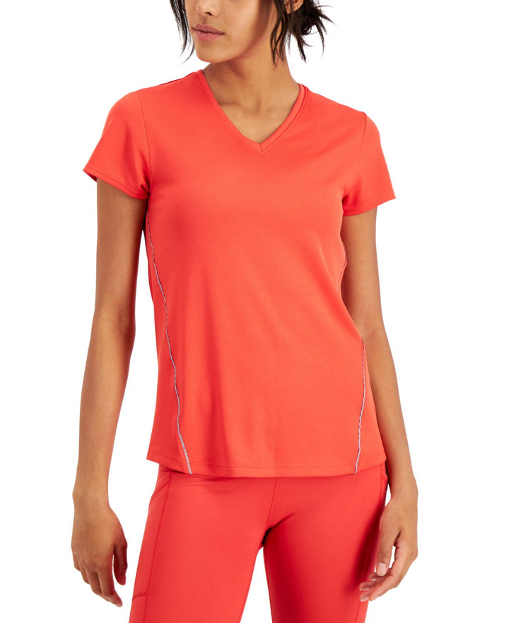 Ideology Womens Active Reflective V-Neck T-Shirt