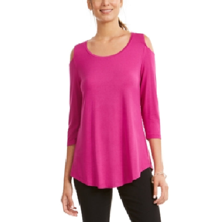 JM Collection Womens Petite Cold Shoulder Top