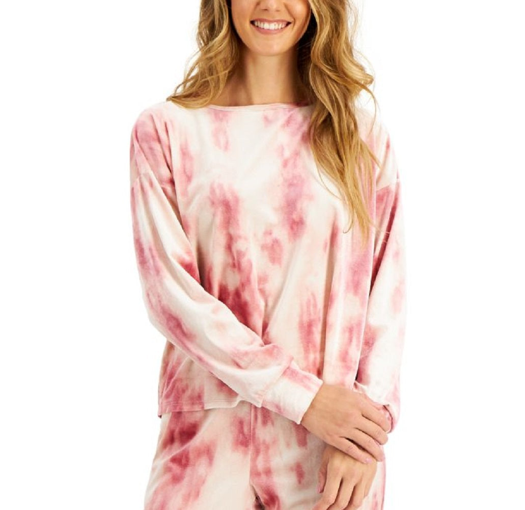 Jenni Womens Velvet Tiedye Long Sleeve Top