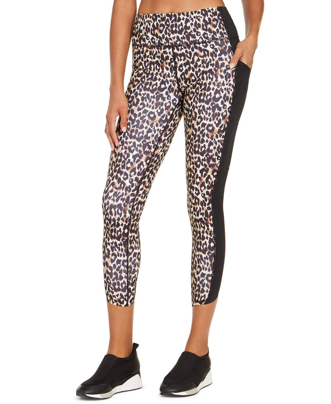 Ideology Womens Colorblocked Leopard Print Leggings