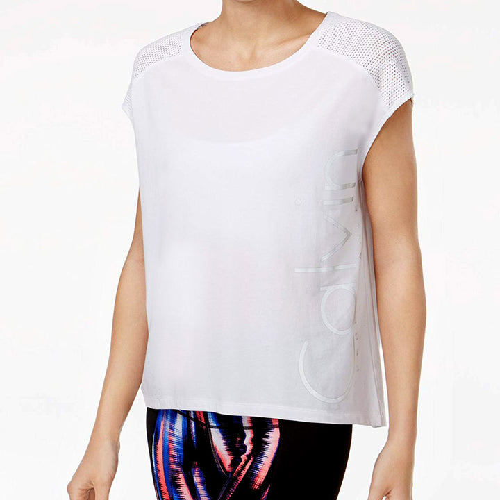 Calvin Klein Womens Activewear Performance Cropped Logo T-Shirt