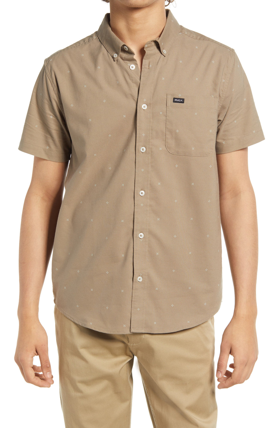 RVCA Mens Short Sleeve Button Down Shirt