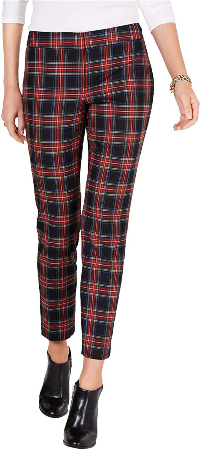 Tommy Hilfiger Womens Plaid Slim Fit Trousers