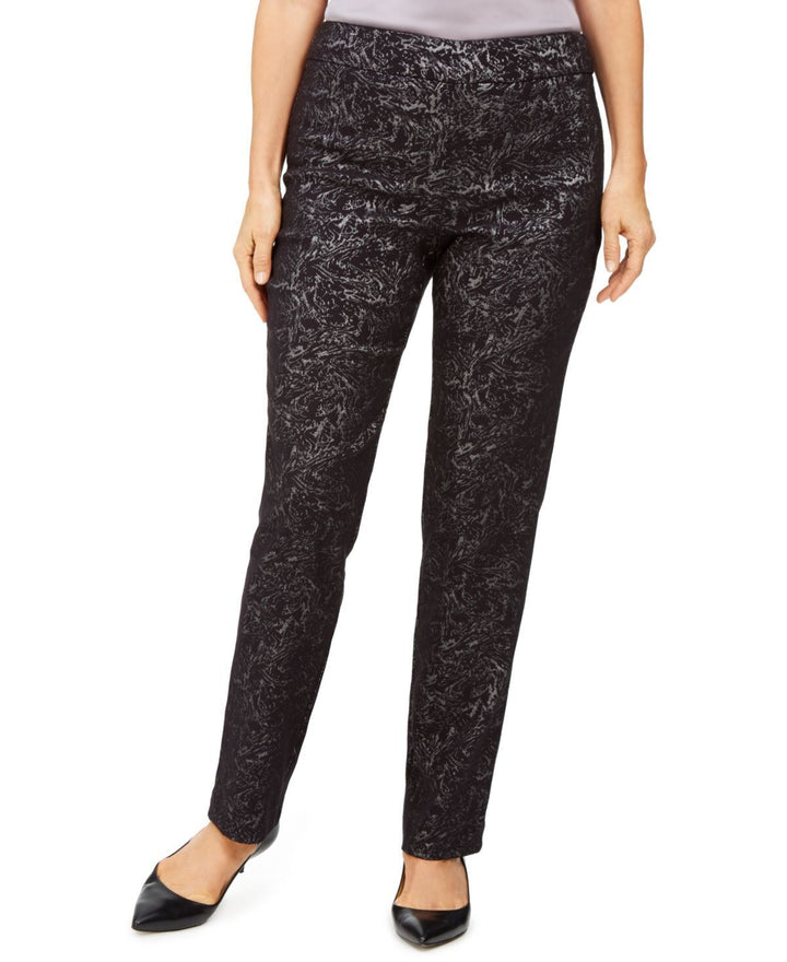 JM Collection Womens Jacquard Straight Leg Pants