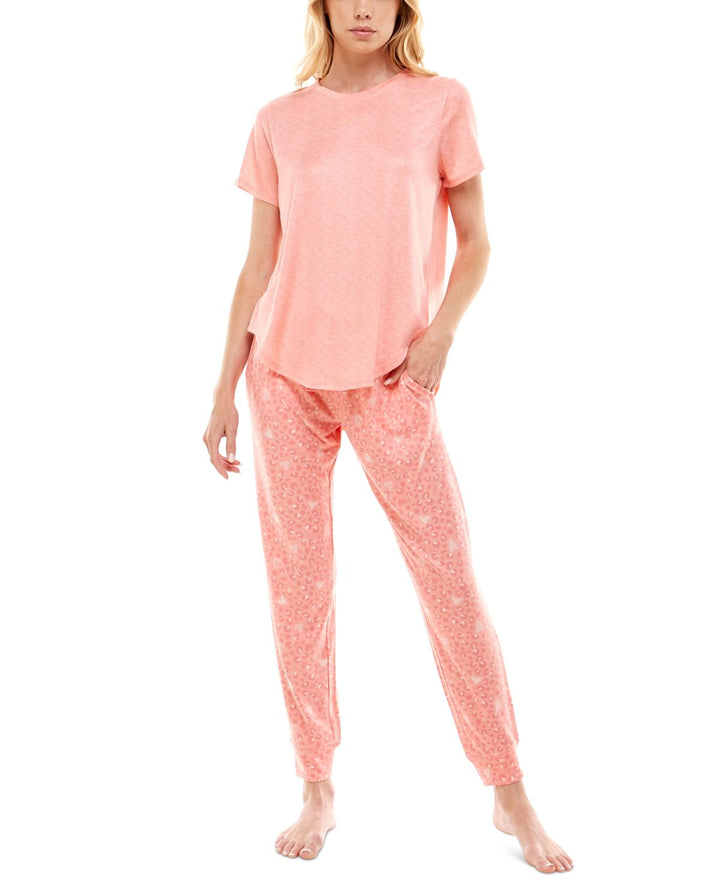 Roudelain Womens Sleepwear Whisper Luxe Short Sleeve Top and Jogger Pants Pajama Set