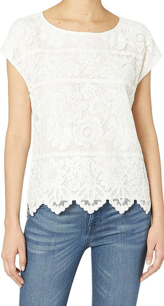 Vince Camuto Womens Lace Stripe Blouse