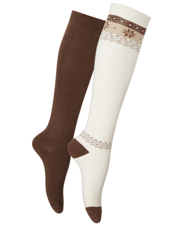 HUE Womens Blocked Fair Isle Knee Socks 1 Pair