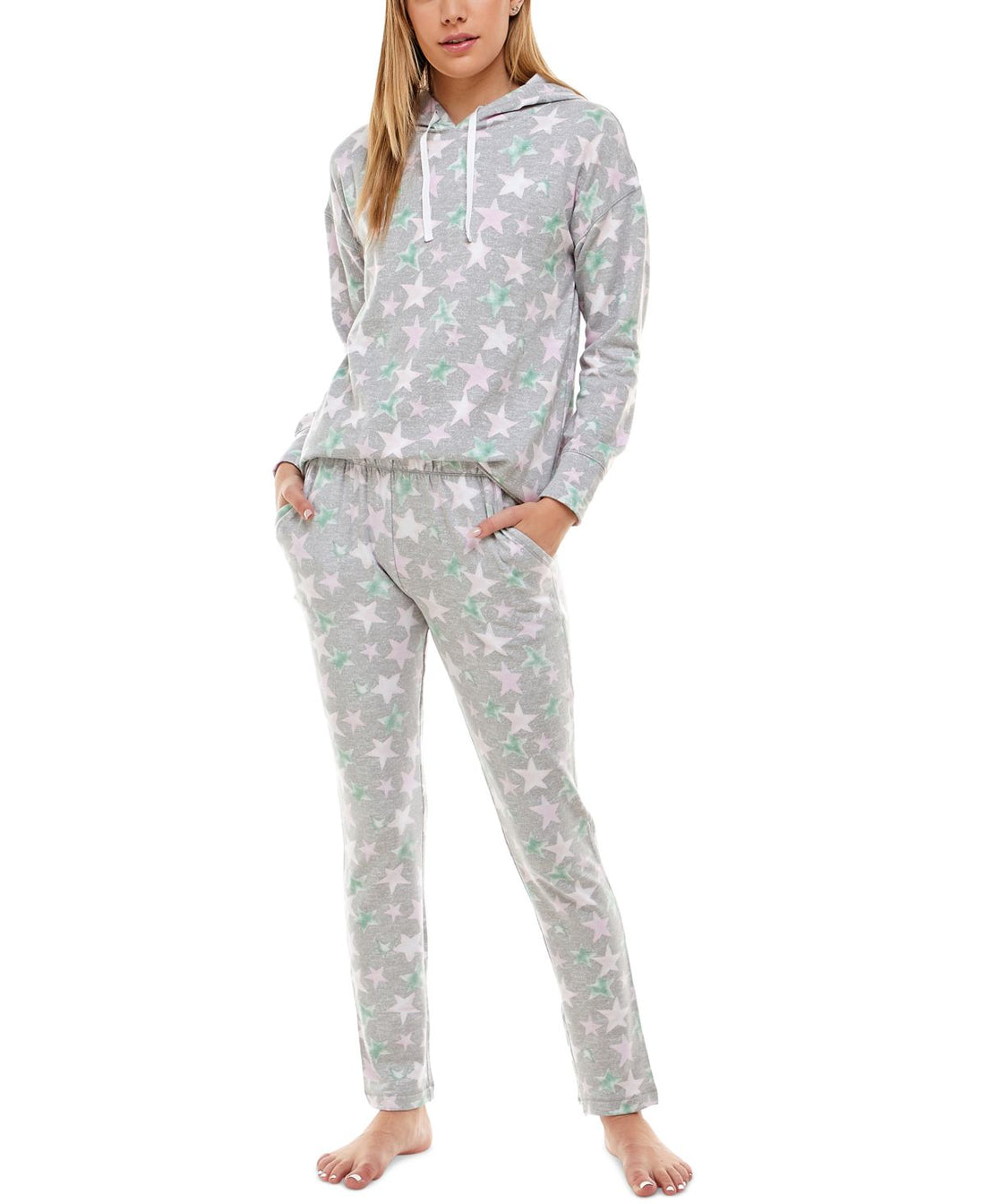 Roudelain Womens Drop Shoulder Hoodie and Slim Leg Pant Lounge Set