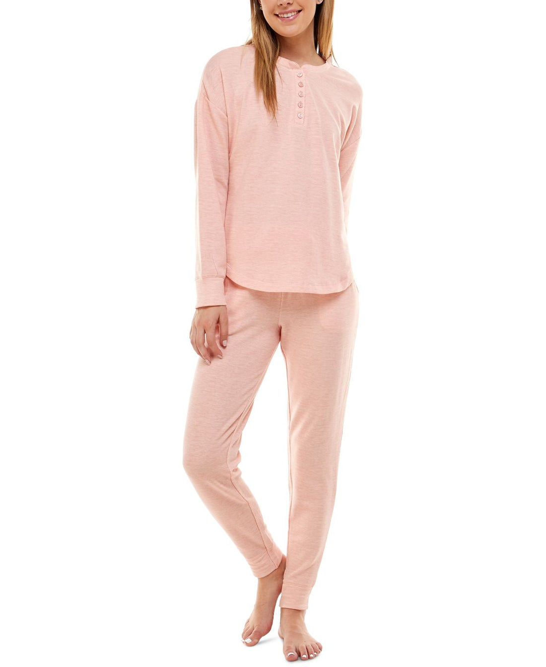 Roudelain Womens Long Sleeve Henley Top & Jogger Lounge Set