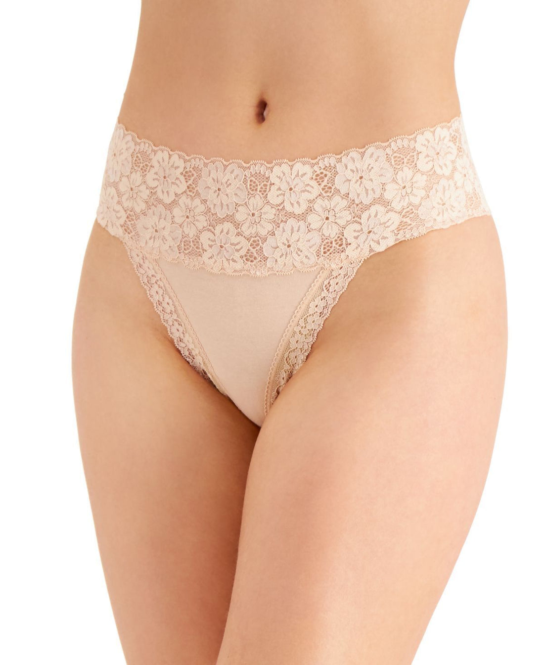 Jenni Womens Wide-Lace-Waist Thong Underwear