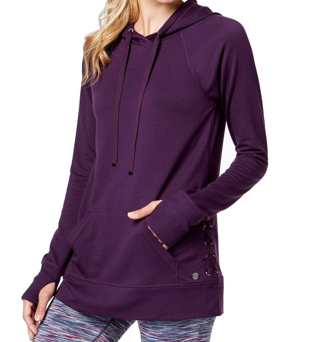 Ideology Womens Lace Up Sides Hoodie