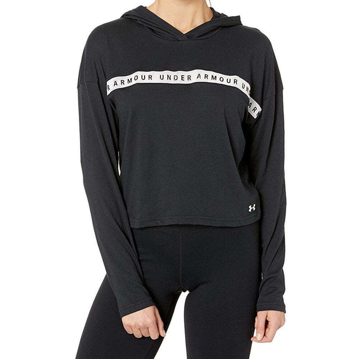 Under Armour Womens Activewear Logo Taped Cropped Hoodie