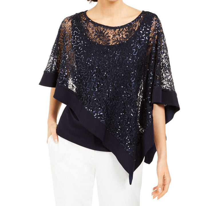 R&M Richards Womens Sequinned Overlay Top