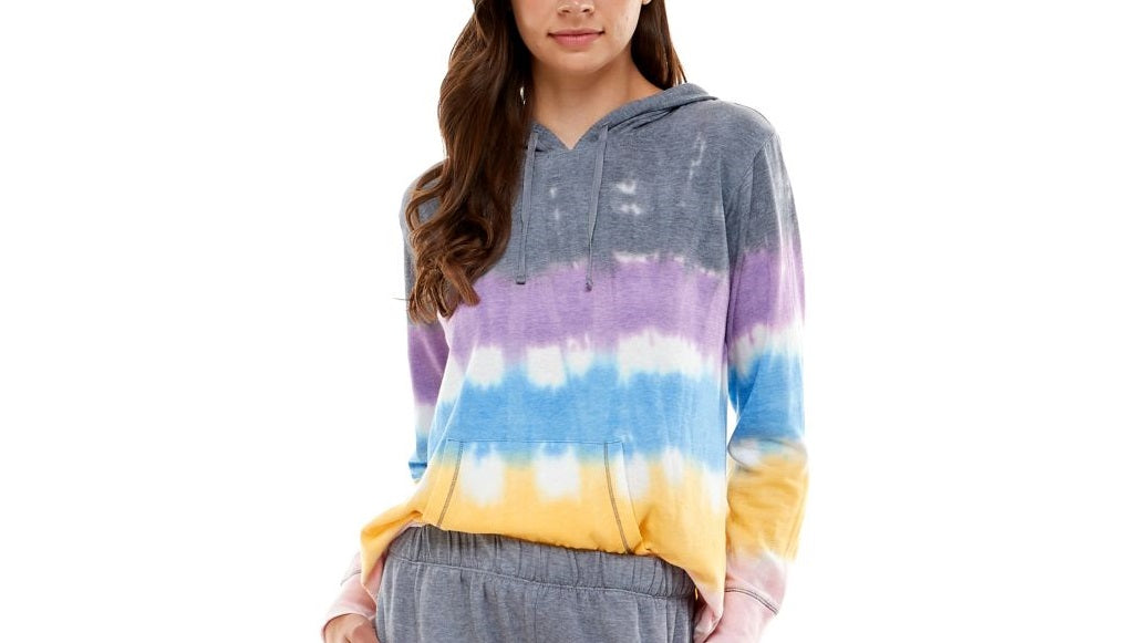 Roudelain Womens Tie-Dyed Hoodie Pajama Top Only,1-Piece