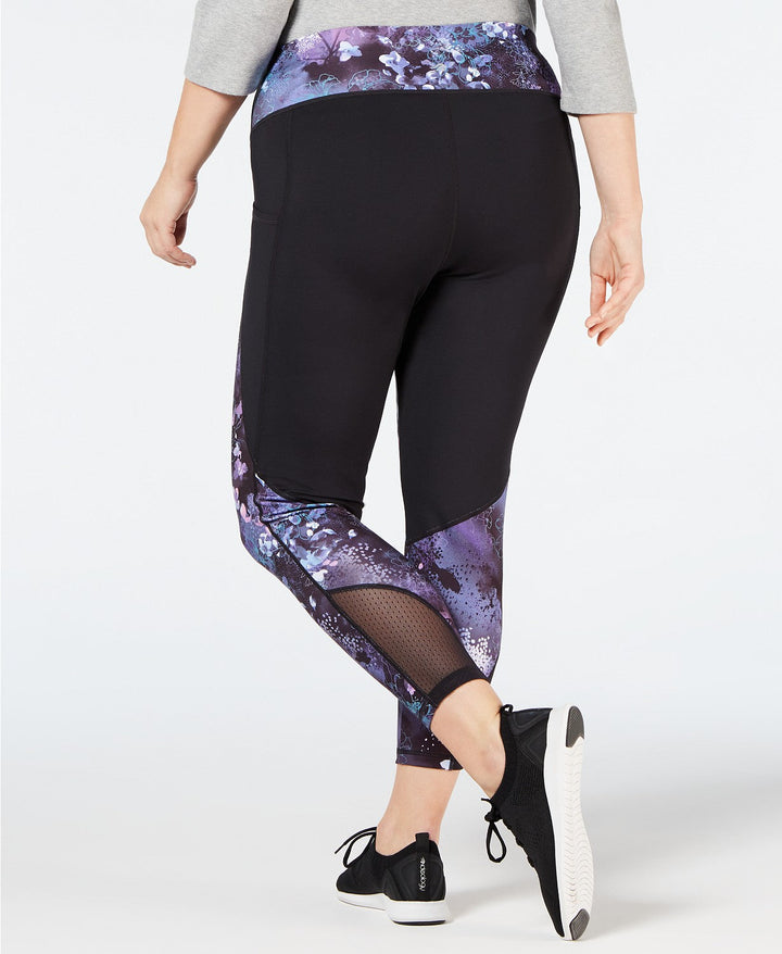 Ideology Womens Plus Size Trimmed Cropped Leggings