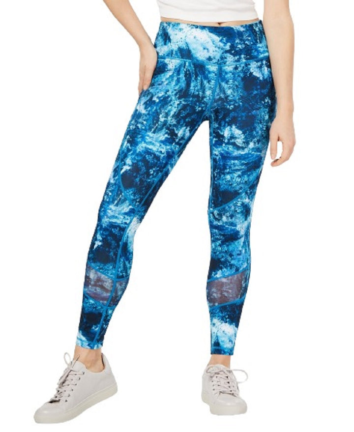 Ideology Womens Printed Mesh Trimmed Leggings