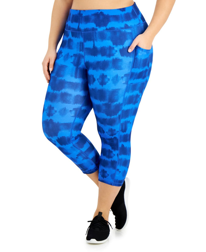 allbrand365 designer Womens Activewear Plus Size Tie-Dye Cropped Leggings