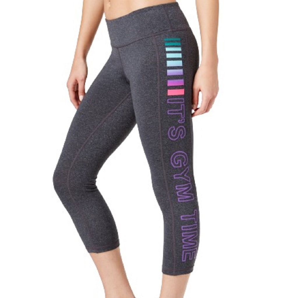 Ideology Womens Its Gym Time Graphic Cropped Leggings