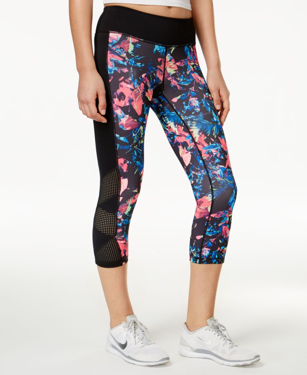 Ideology Womens Floral Print Cropped Leggings