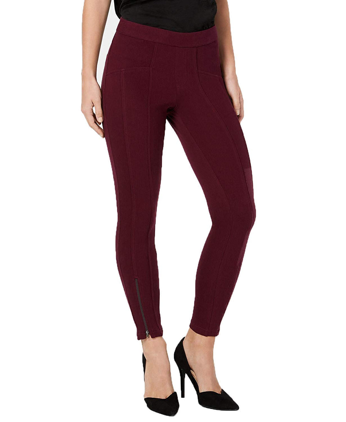 HUE Womens Seamed Zip Skimmer Leggings