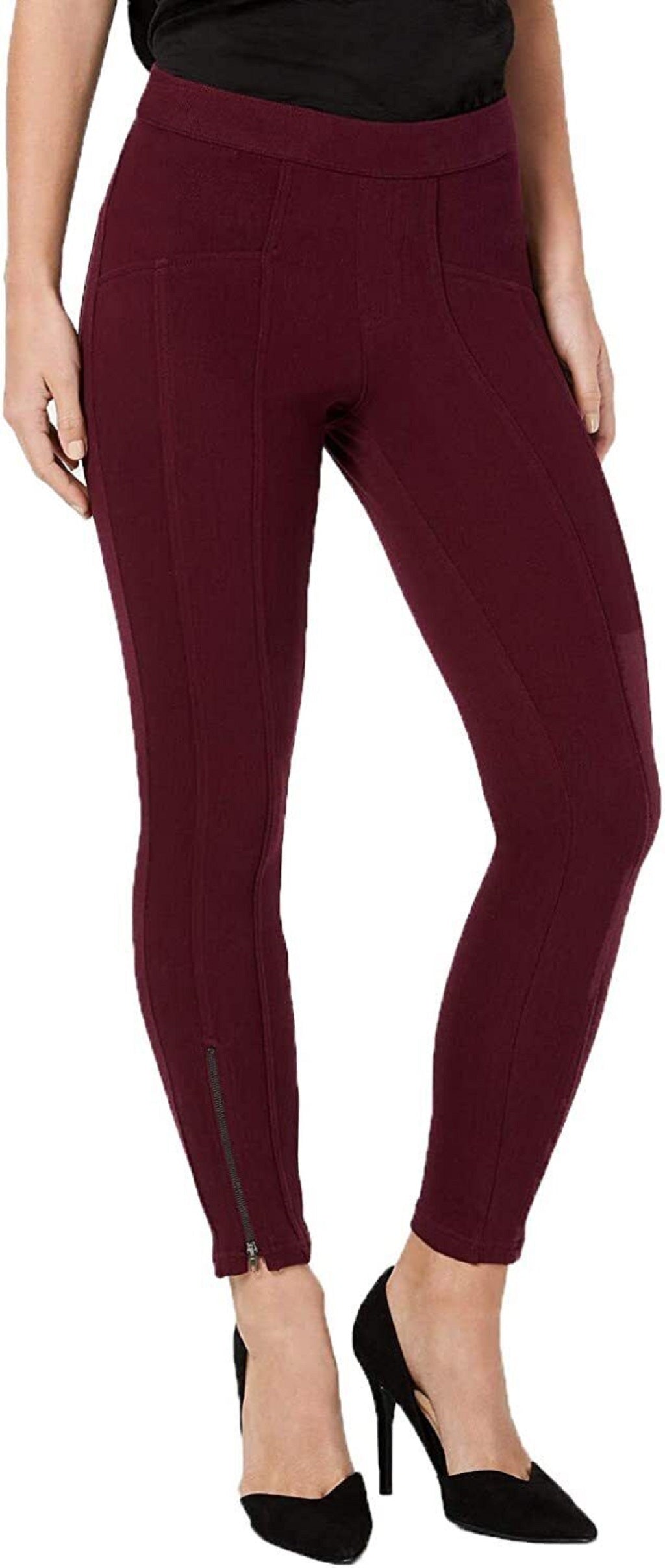 HUE Womens Seamed Zip Skimmer Leggings