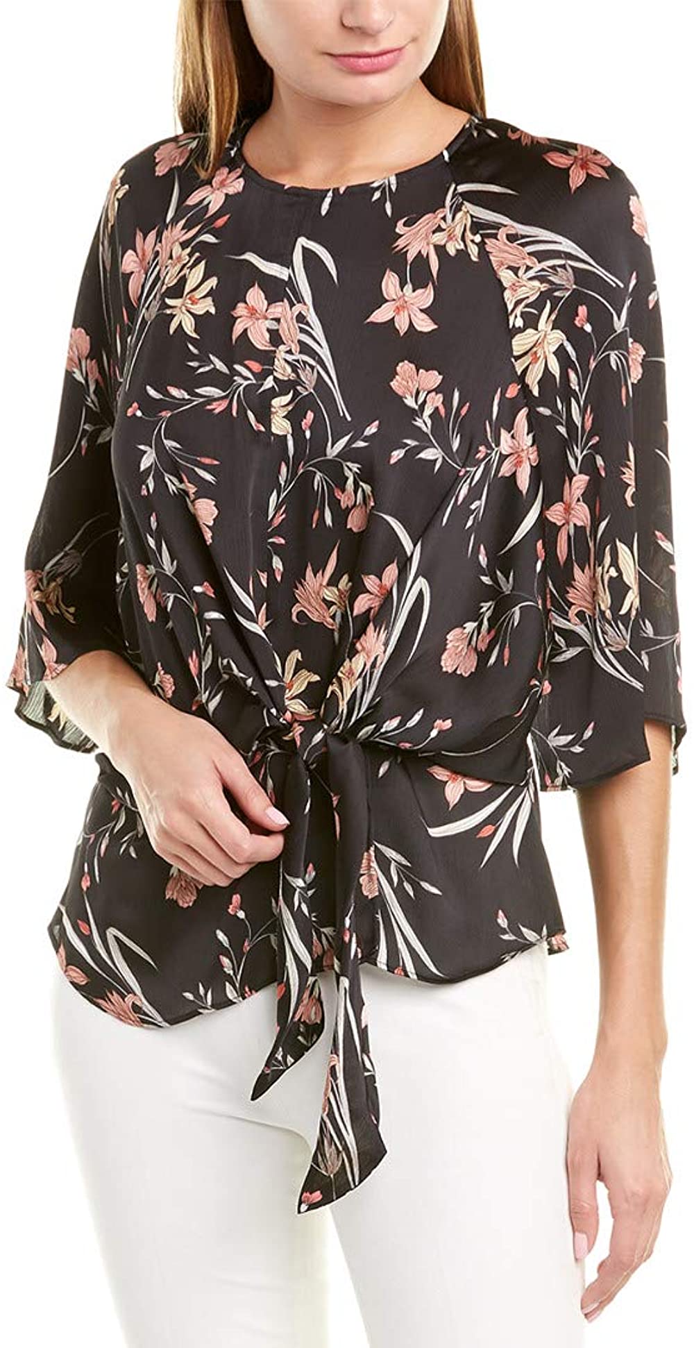 Vince Camuto Womens Tie Front Floral Top