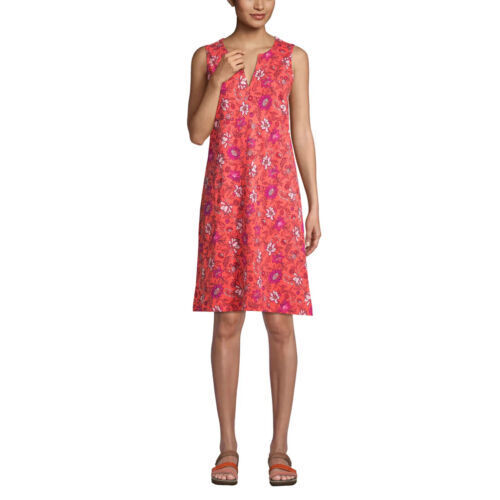 Lands' End Womens Cotton Jersey Sleeveless Swim Cover-up Dress