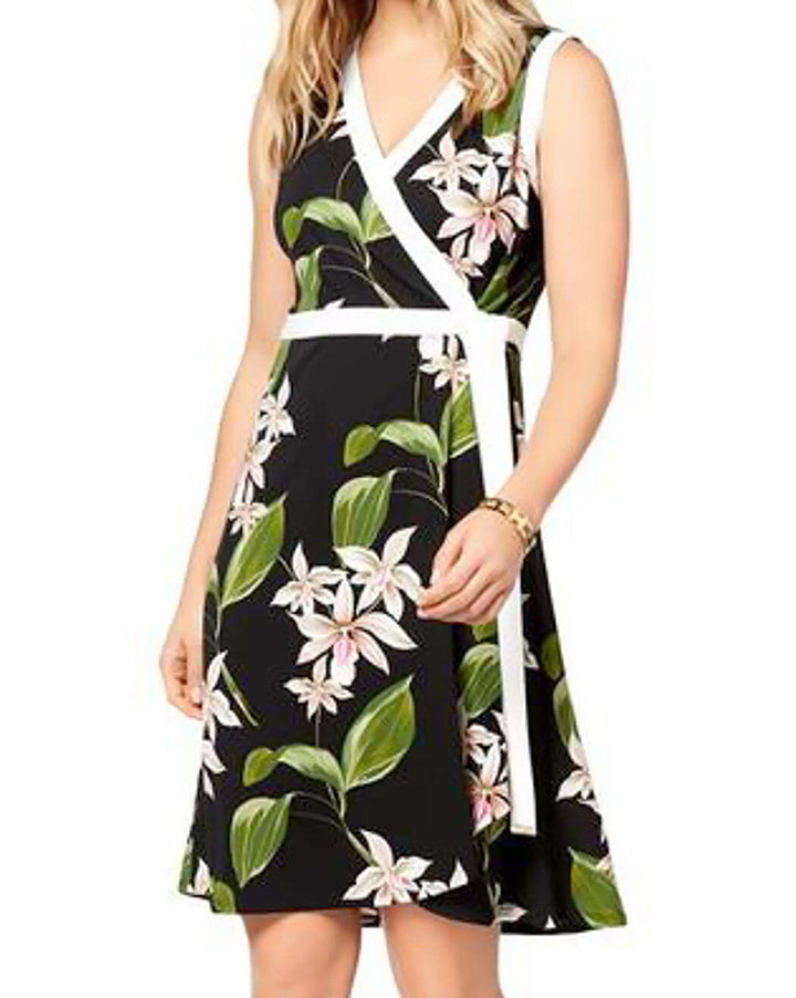 Tommy Hilfiger Womens Floral Print Above Knee Wrap Dress