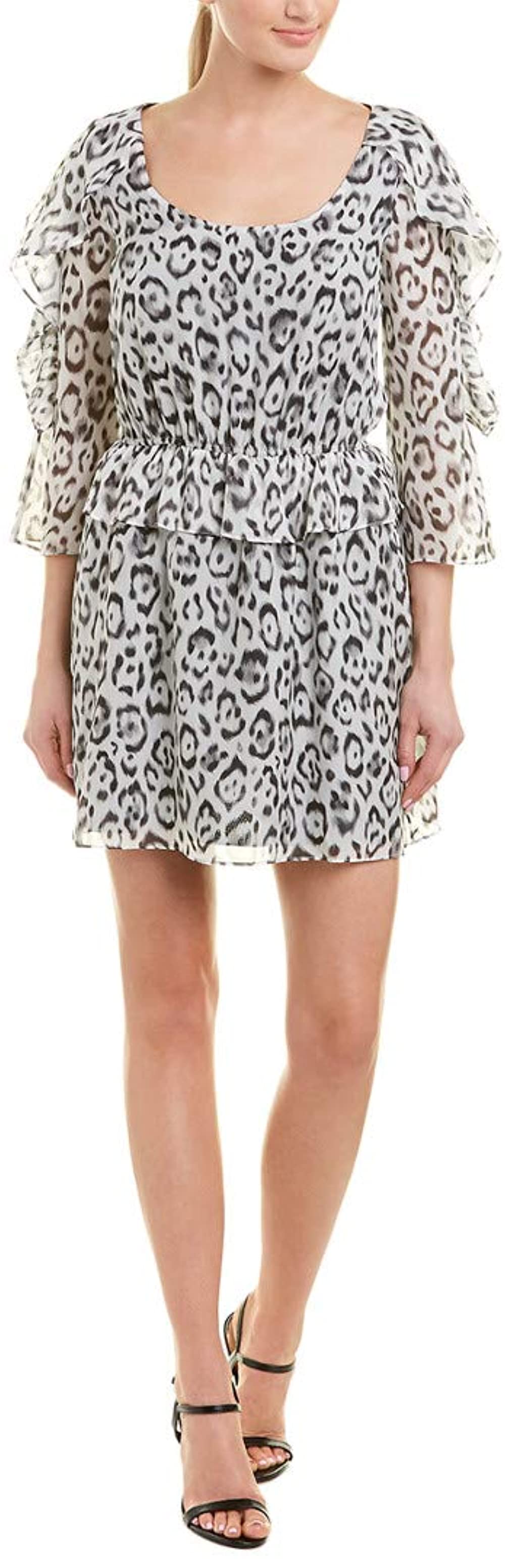 RACHEL ZOE Womens Flounce Trim Leopard Print Dress