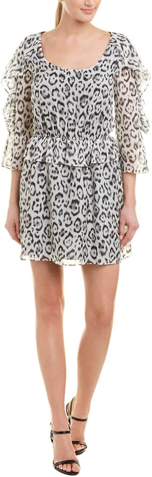 RACHEL ZOE Womens Flounce Trim Leopard Print Dress