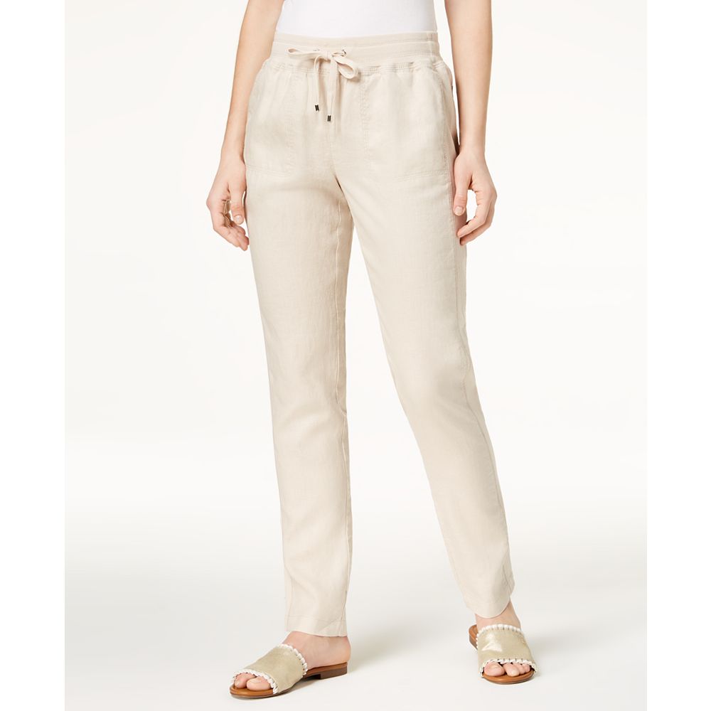 Tommy Hilfiger Womens Linen Drawstring Pants