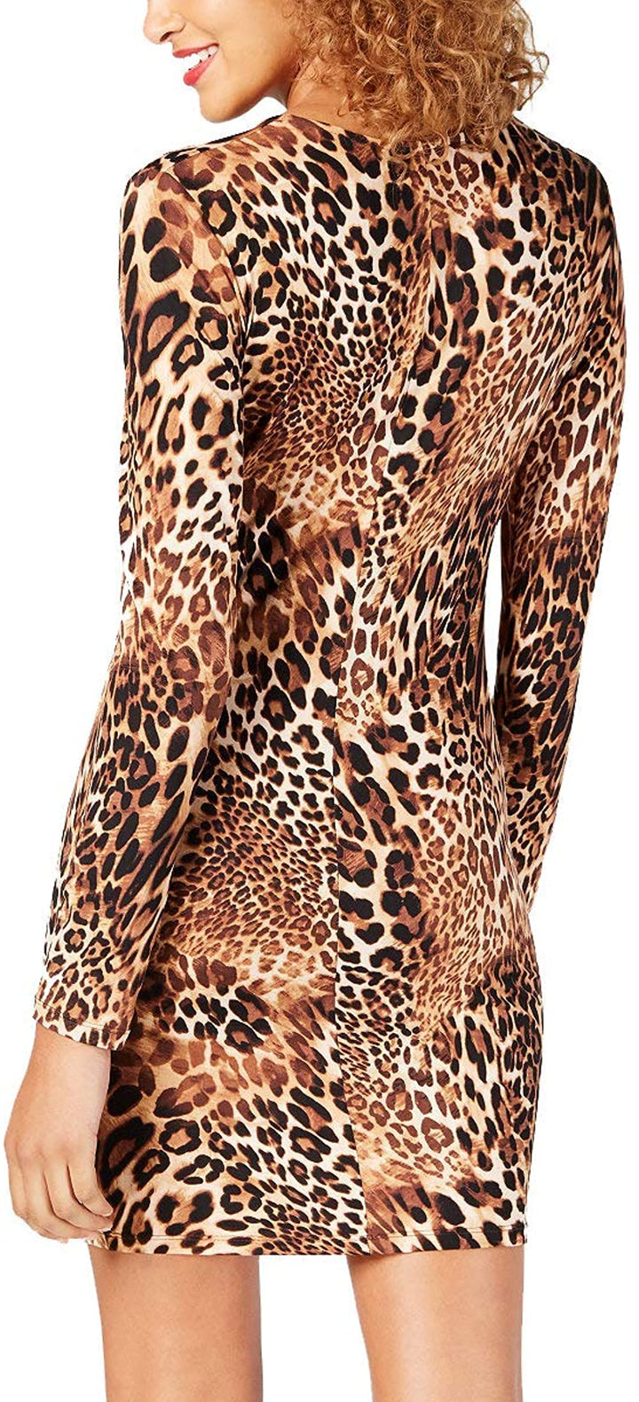 Ultra Flirt Womens Leopard Print Bodycon Dress