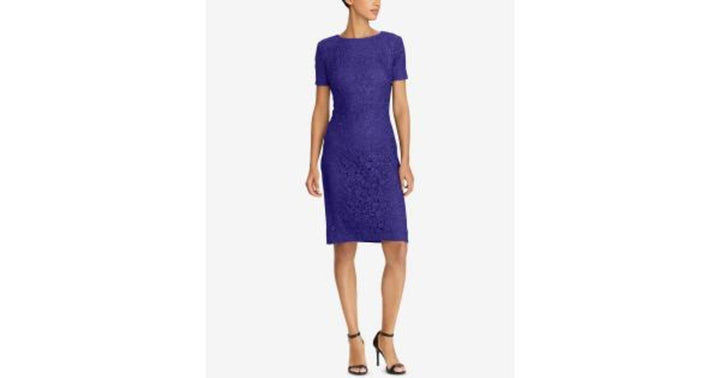 LAUREN RALPH LAUREN Womens Floral Lace Dress