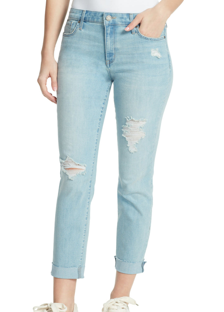 WILLIAM RAST Womens Ripped Cuffed Boyfriend Jeans