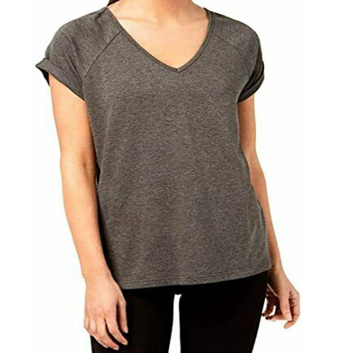 Ideology Womens Yogo Shoulder Sleeve V Neck Blouse