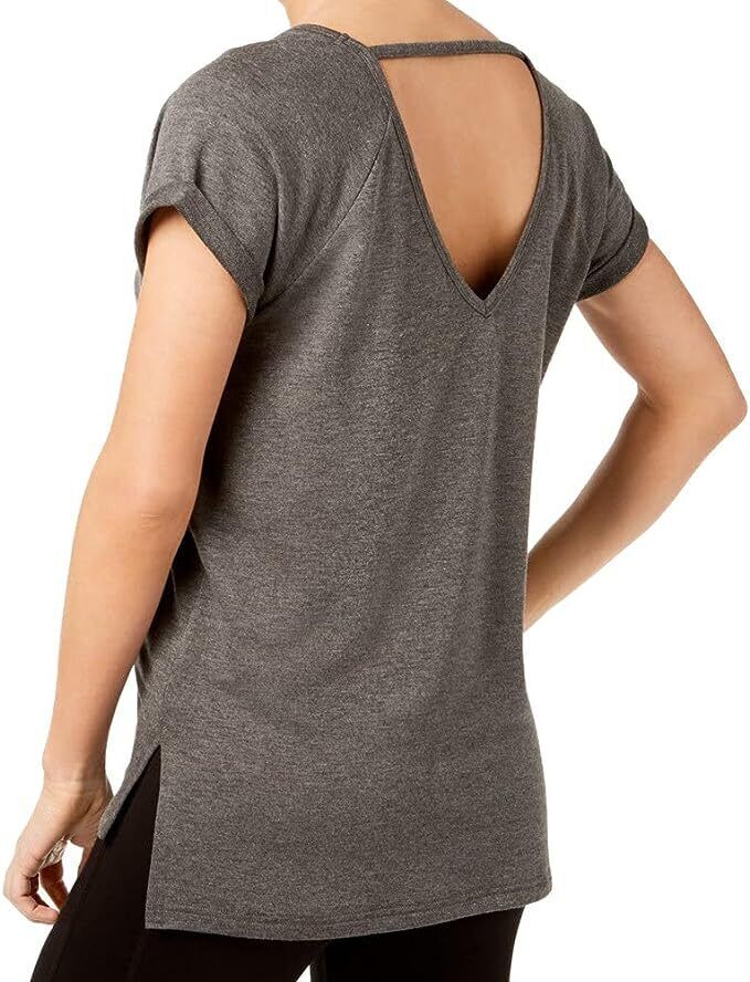 Ideology Womens Yogo Shoulder Sleeve V Neck Blouse