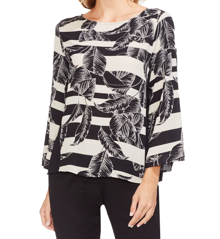 Vince Camuto Womens Printed Bell Sleeve Blouse