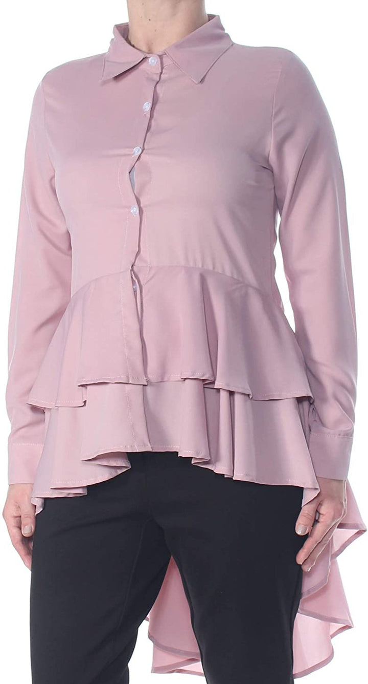 Verona Collection Womens Ruffled Cuffed Collared Top