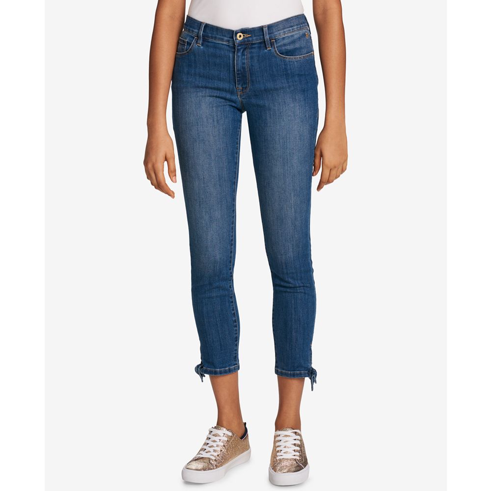 Tommy Hilfiger Womens Tie Ankle Skinny Jeans