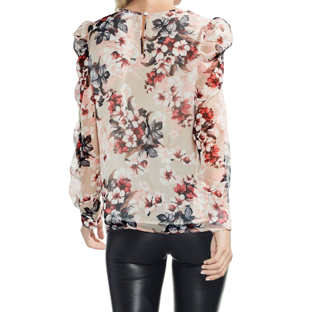 Vince Camuto Womens Printed Puff Shoulder Blouse