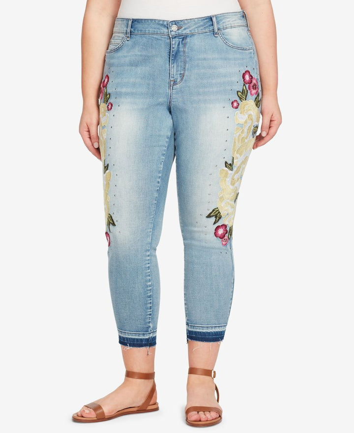 William Rast Womens Embroidered Skinny Ankle Jeans